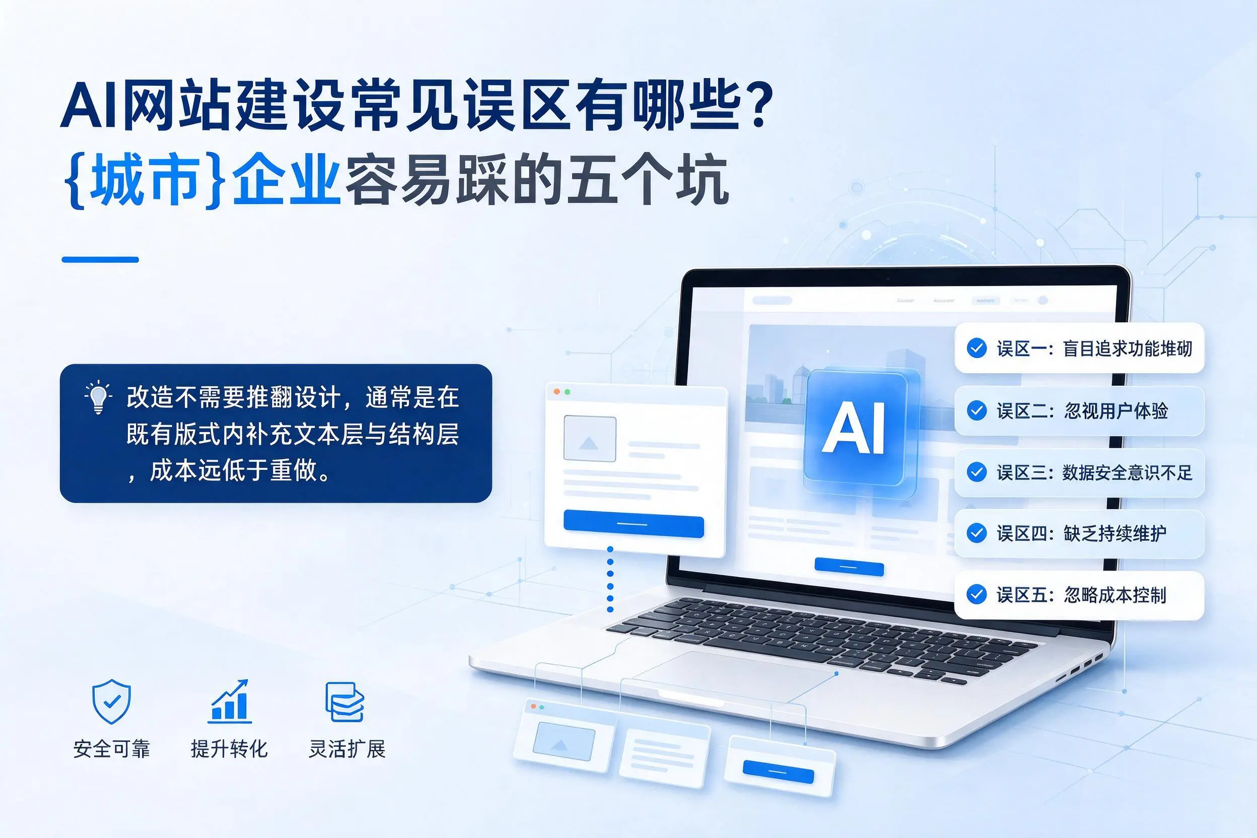 AI网站建设常见误区有哪些？梧州企业容易踩的五个坑