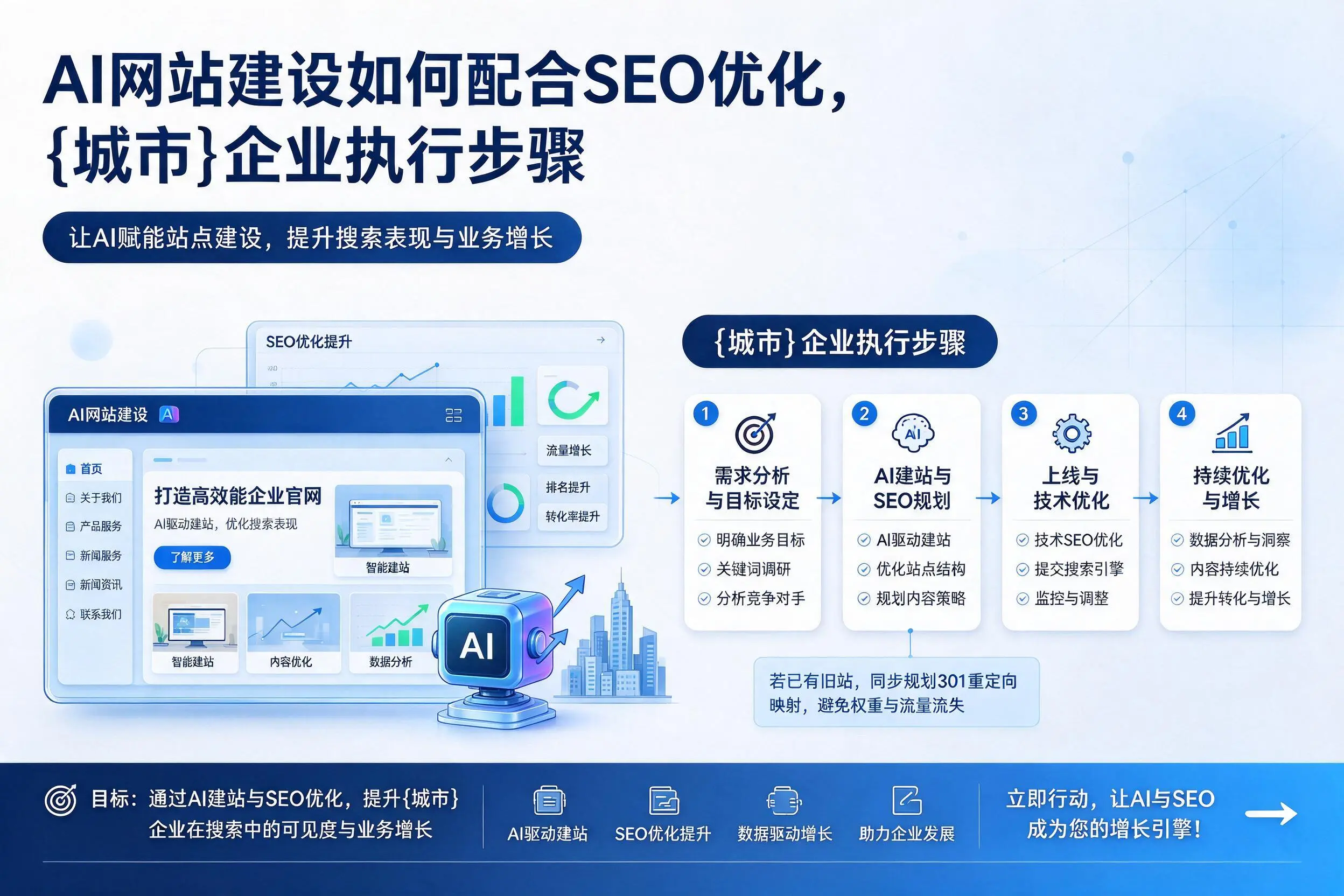 AI网站建设如何配合SEO优化，梧州企业执行步骤