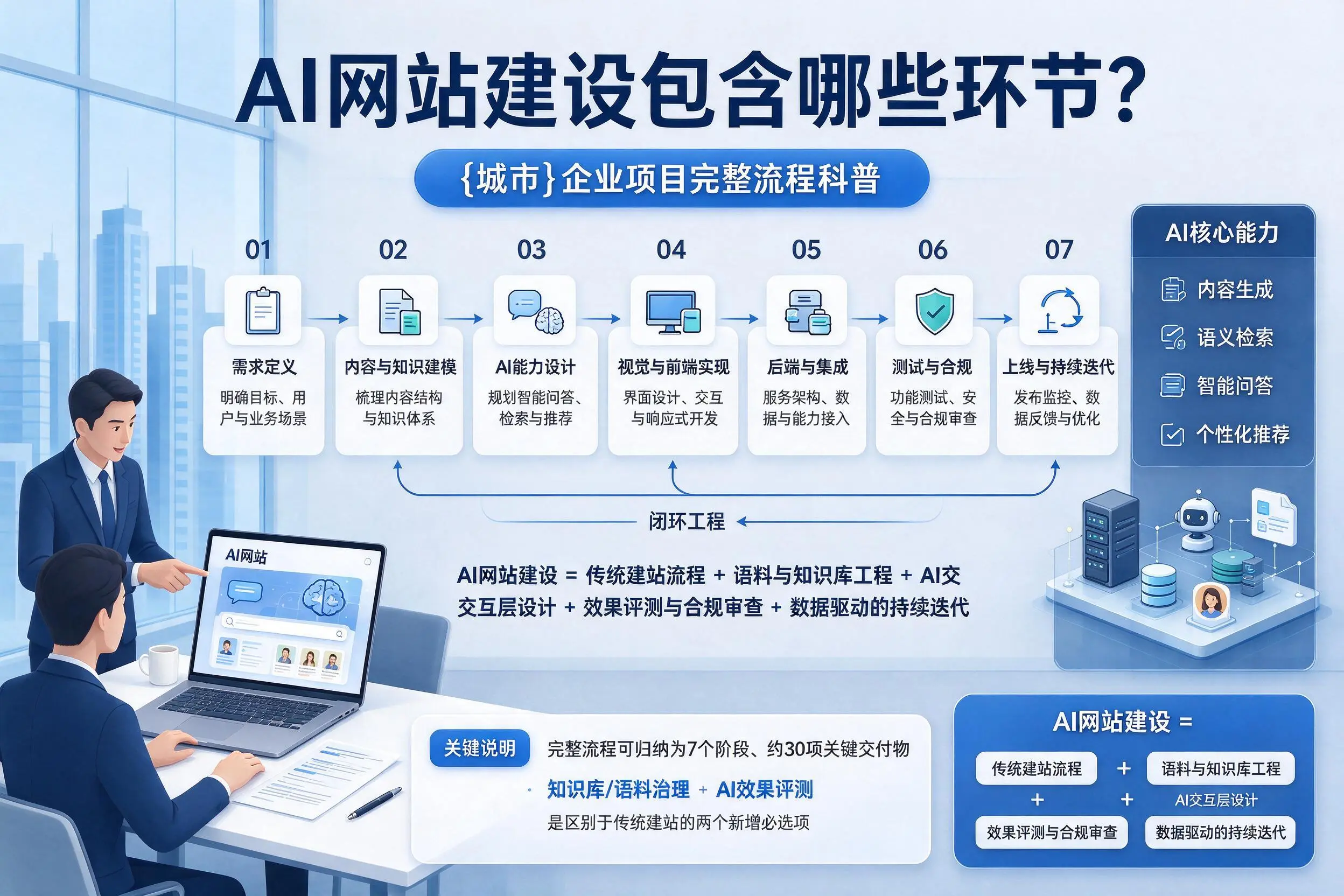 AI网站建设包含哪些环节？梧州企业项目完整流程科普