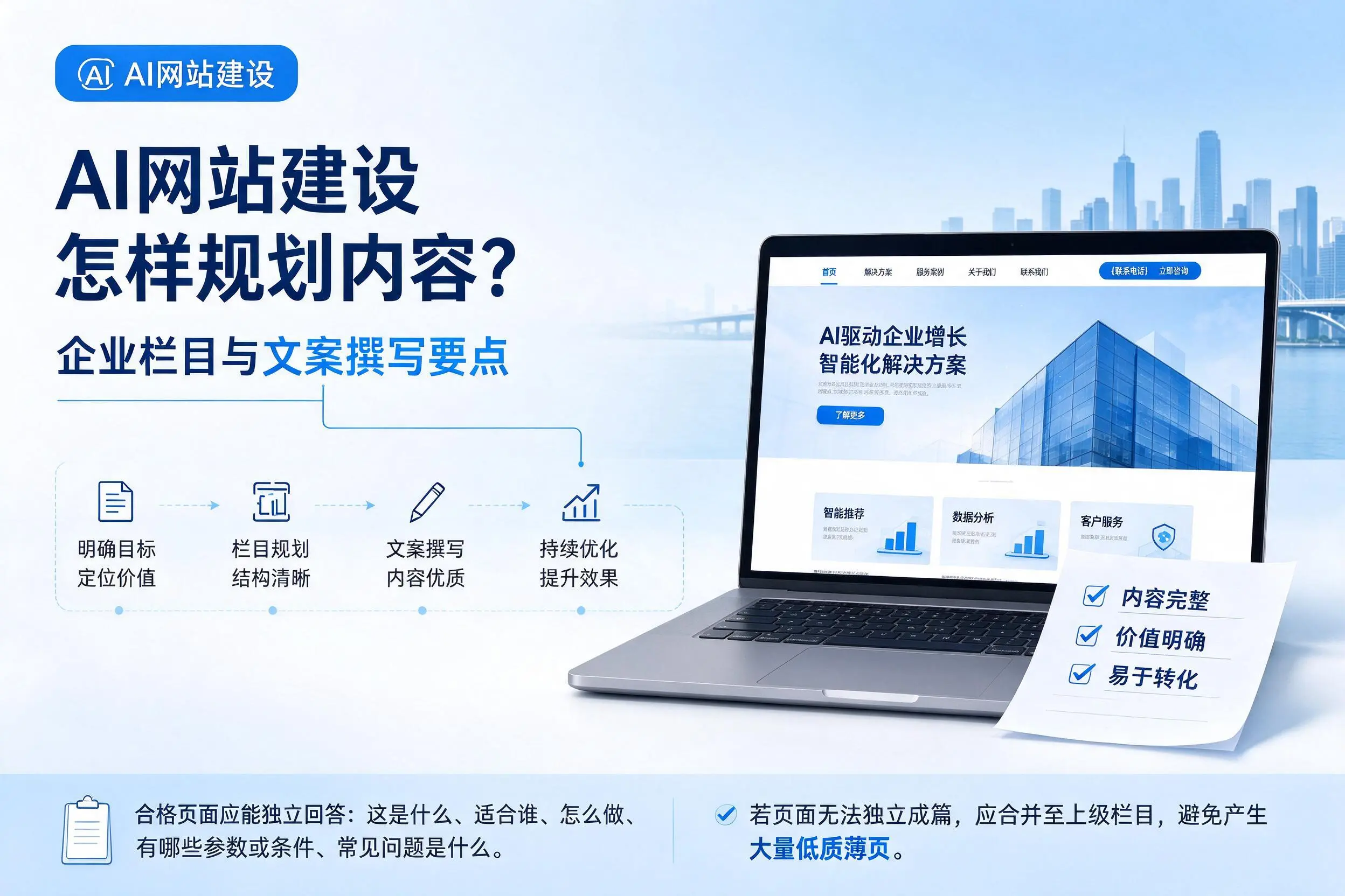 AI网站建设怎样规划内容?梧州企业栏目与文案撰写要点